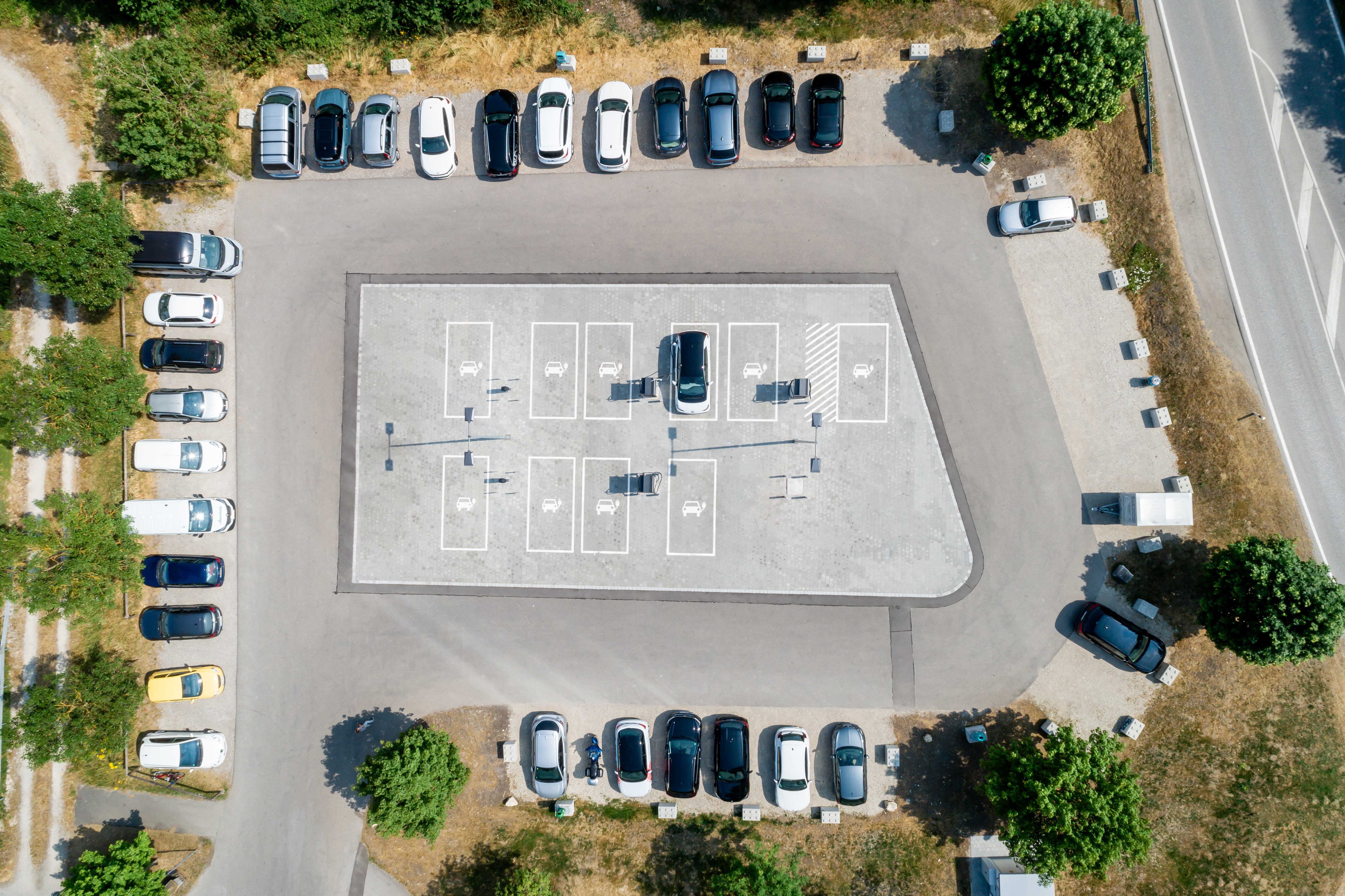 Ein Parkplatz von oben.