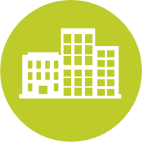 Icon mit Gebäuden, steht für "Stadtzentrum".