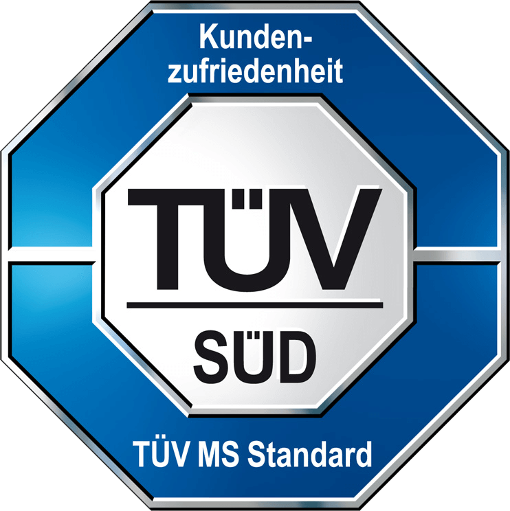 Kundenzufriedenheitssiegel von TÜV Süd.
