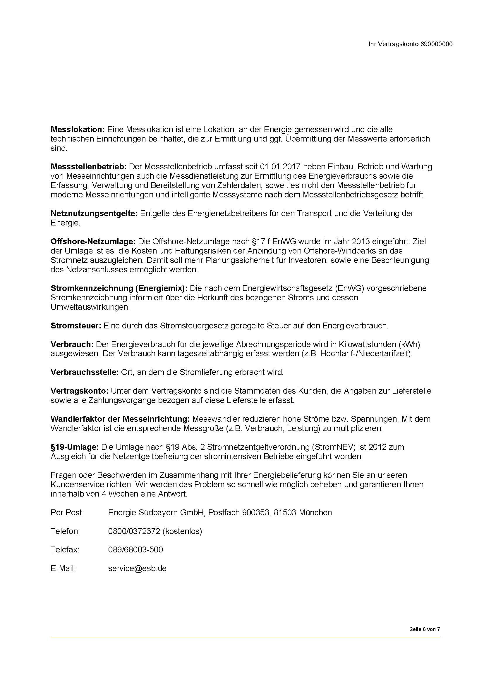 Rechnungserläuterung zu Seite sechs der Jahresabrechnung Ökostrom.