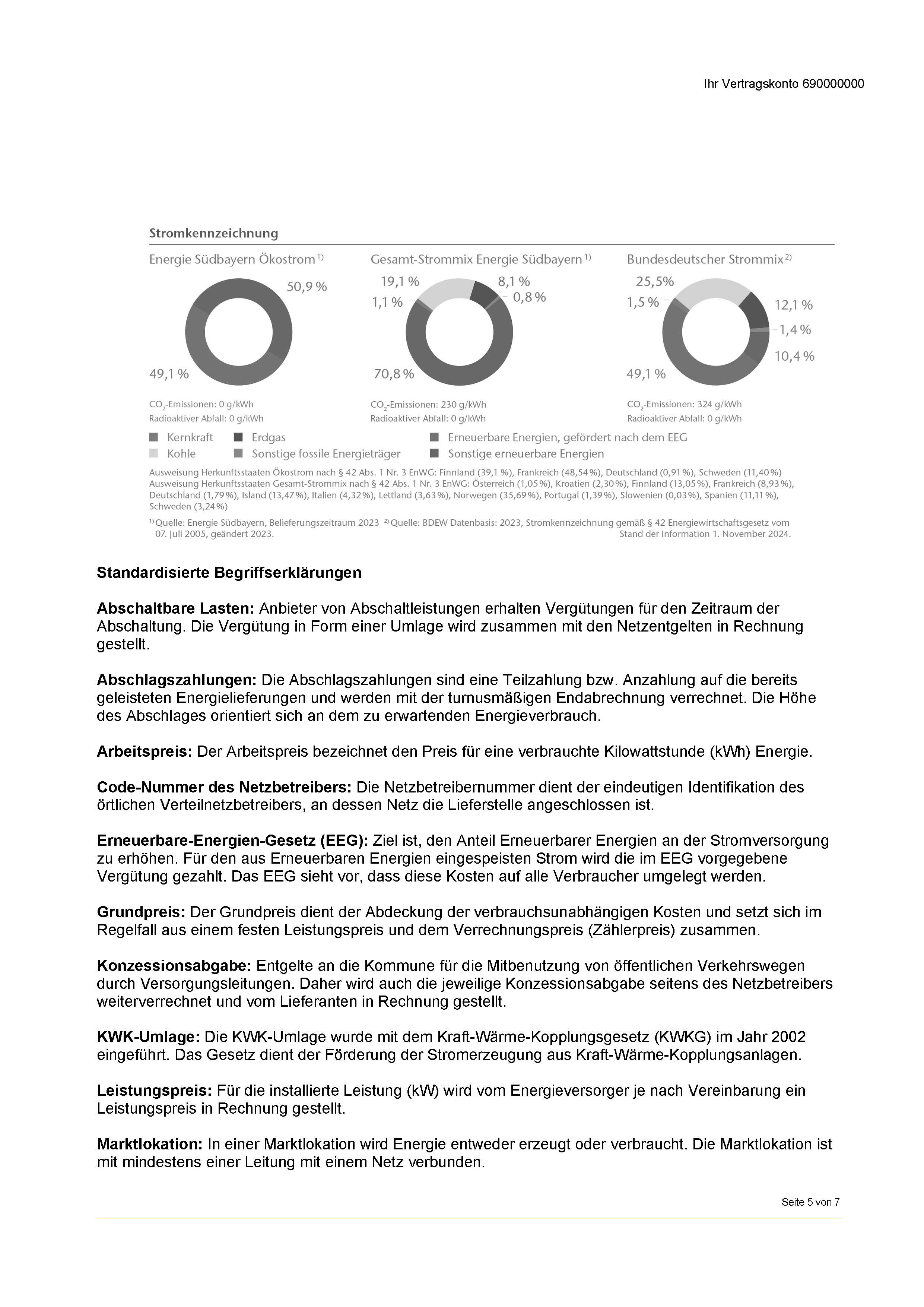 Rechnungserläuterung zu Seite fünf der Jahresabrechnung Ökostrom.